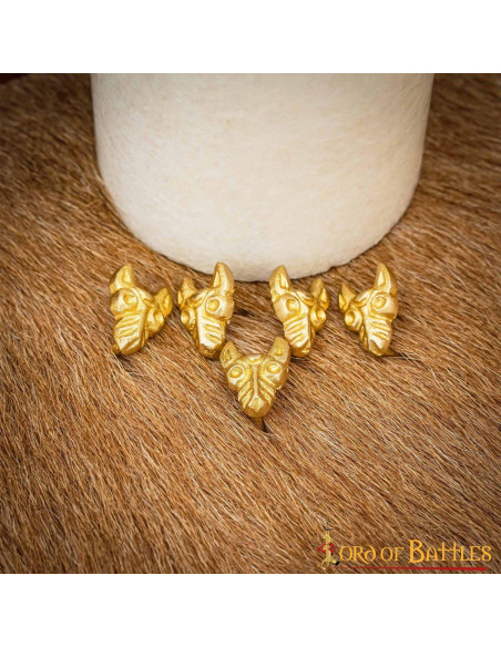 Pack of 5 Celtic Wolf Brass Decorations