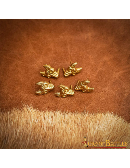 Pack of 5 Celtic Wolf Brass Decorations