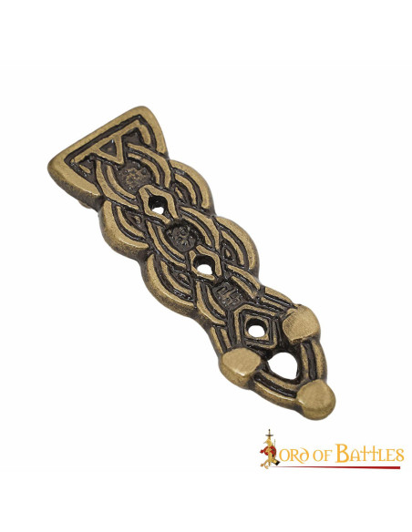 Antique brass Celtic belt tip