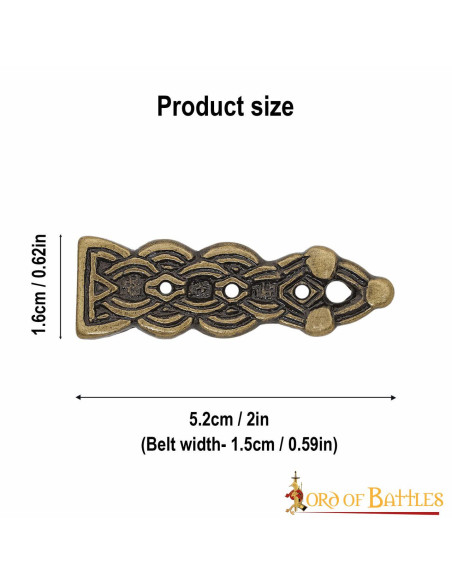 Antique brass Celtic belt tip