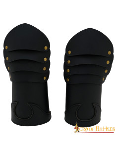 Leather Brass Riveted Medieval Gloves LARP
