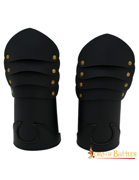 Leather Brass Riveted Medieval Gloves...