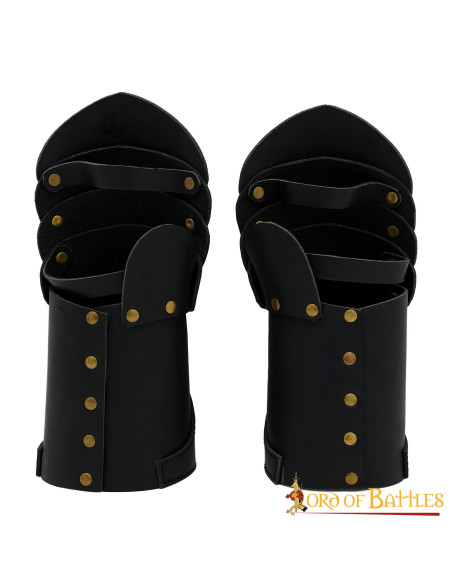 Leather Brass Riveted Medieval Gloves...