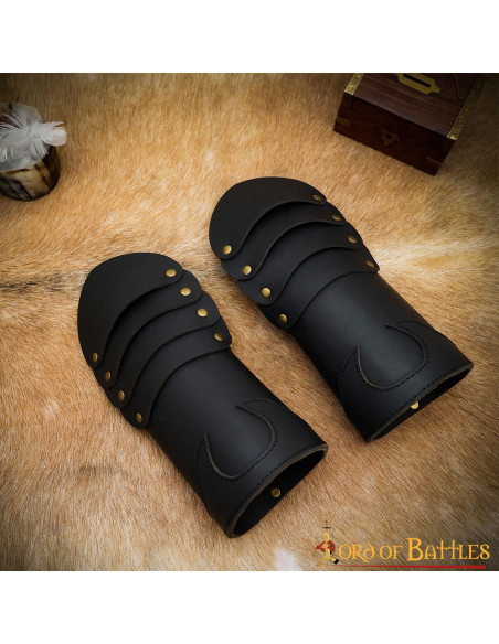 Leather Brass Riveted Medieval Gloves...