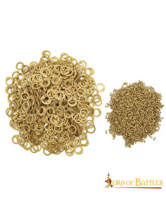 Brass chain mail ring bag with rivets (9 mm.)