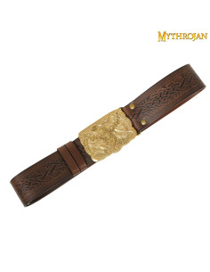 Viking belt with Odin's Raven brass buckle 2