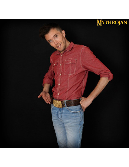 Viking belt with Odin's Raven brass...