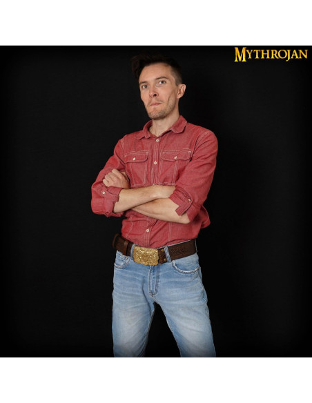 Viking belt with Odin's Raven brass...