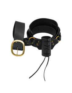 Medieval leather baldric with belt, for swords. 2