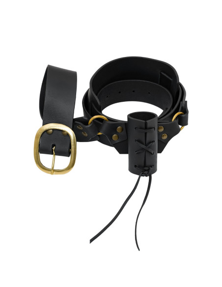 Medieval leather baldric with belt,...