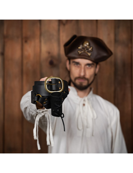 Medieval leather baldric with belt,...