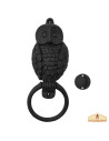 Medieval baroque owl style knocker, cast iron