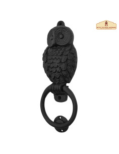 Medieval baroque owl style knocker, cast iron 2