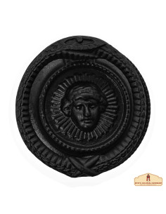 Medusa head style circular medieval knocker