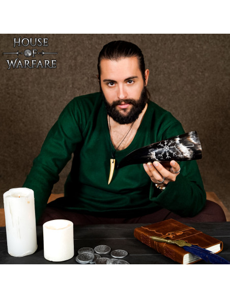 Hand carved Aegishjalmur design...