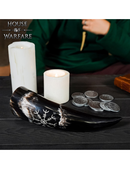 Hand carved Aegishjalmur design...