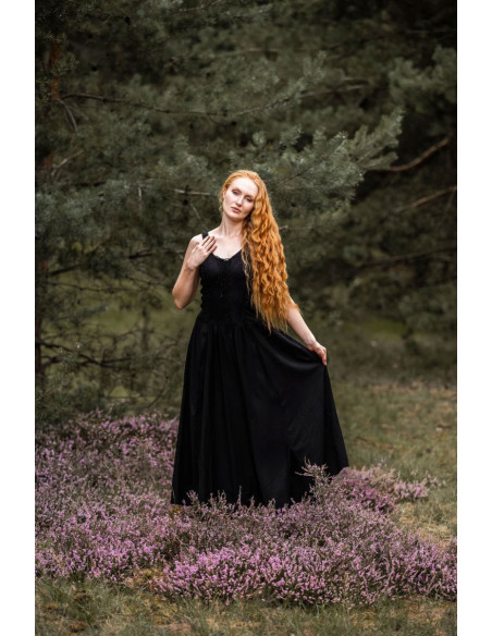 Jasmin elegant medieval dress, black...