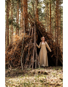 Viking woman dress model Lina, natural white 2