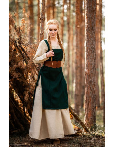 Medieval Viking Aila apron in wool, green color 2