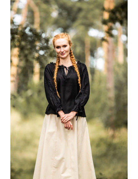 Medieval women's blouse Bettina, black