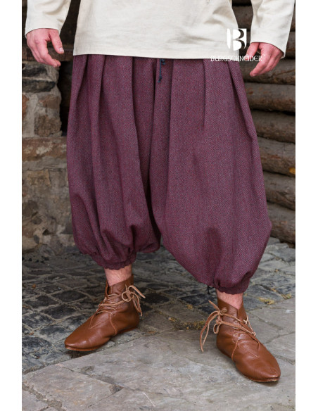 Rus Borys Wide Leg Pants, Maroon-Gray