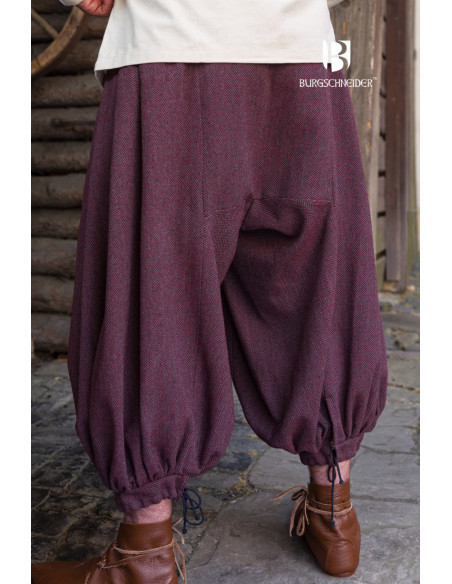 Rus Borys Wide Leg Pants, Maroon-Gray