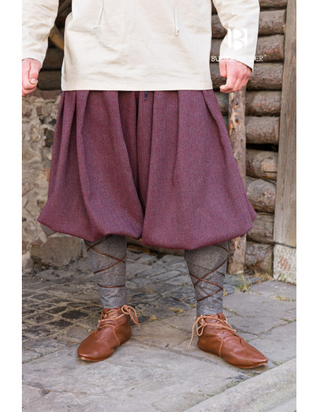 Rus Borys Wide Leg Pants, Maroon-Gray