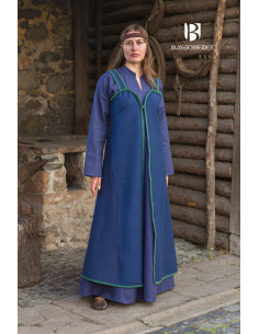 Medieval dress model Rus Katarzyna, blue-green