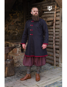Medieval coat Rus Jakub model, Black-Burgundy 2