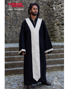 Medieval Magician's Tunic, Black-Natural White