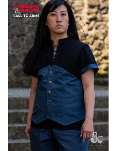 Medieval vest with Rogue hood, black-blue