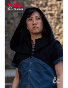 Medieval vest with Rogue hood, black-blue 2