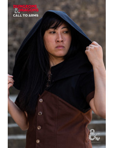 Medieval vest with Rogue hood, black-brown