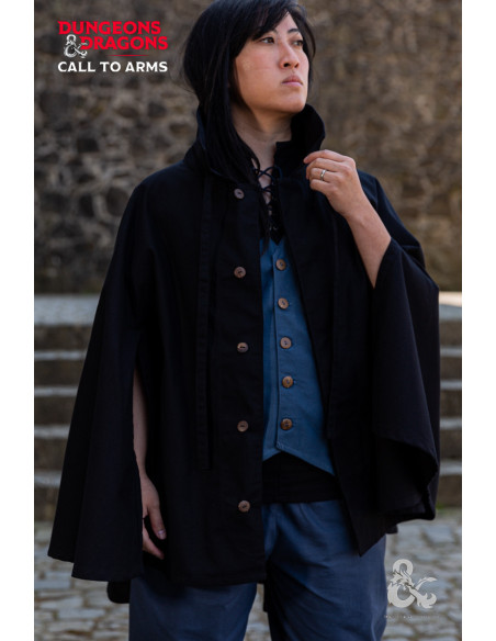 Short medieval cape of the Rogue, black