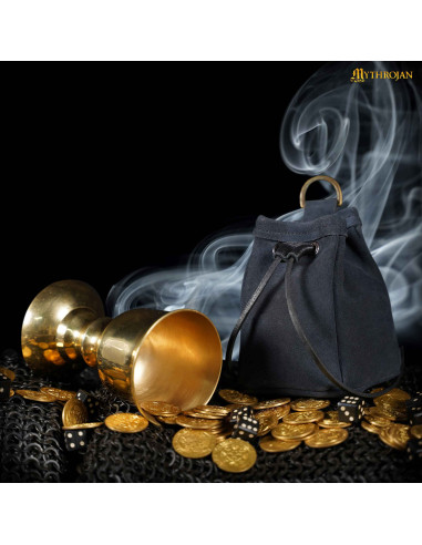 Medieval leather LARP bag (12.7 x 10.1 cm.)