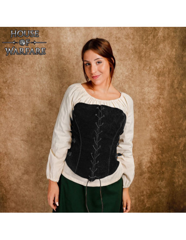 Medieval princess corset in suede, black