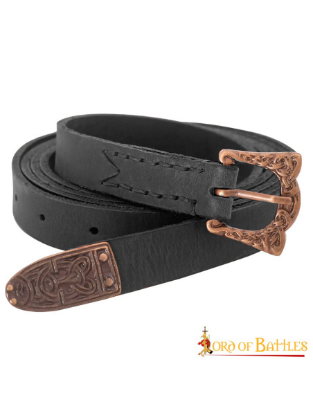 Black Viking narrow belt with buckle...