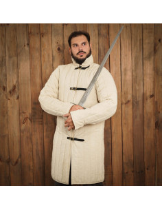 Medieval padded cotton gambeson type 10, ecru