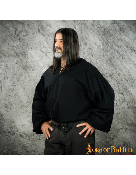 Medieval cotton shirt Usna model, black Medieval cotton shirt Usna model, black