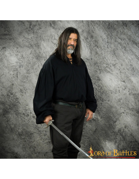 Medieval cotton shirt Usna model, black Medieval cotton shirt Usna model, black