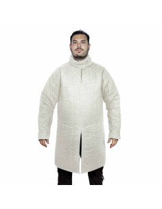 Medieval padded gambeson type 8 with closed collar, ecru