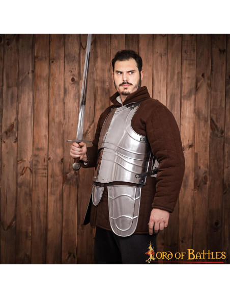 Medieval steel cuirass with straps