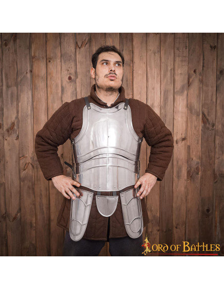 Medieval steel cuirass with straps
