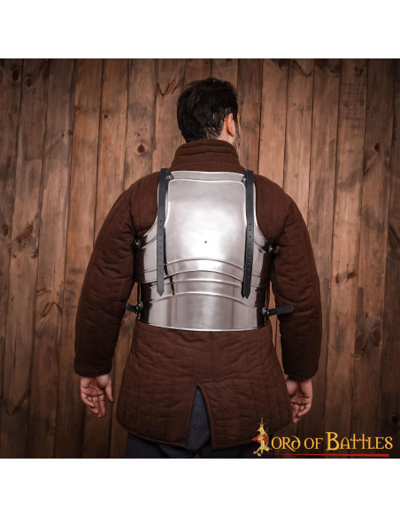 Medieval steel cuirass with straps