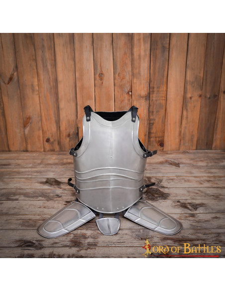 Medieval steel cuirass with straps