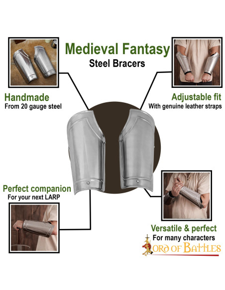 Medieval fantasy steel bracers,...