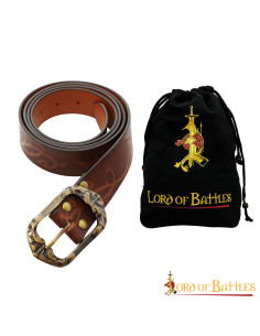 Forest Elf belt in embossed brown leather