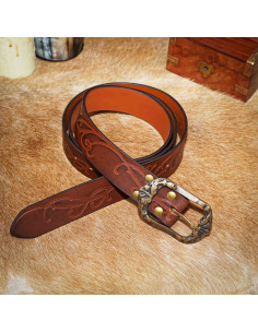 Forest Elf belt in embossed brown leather 2