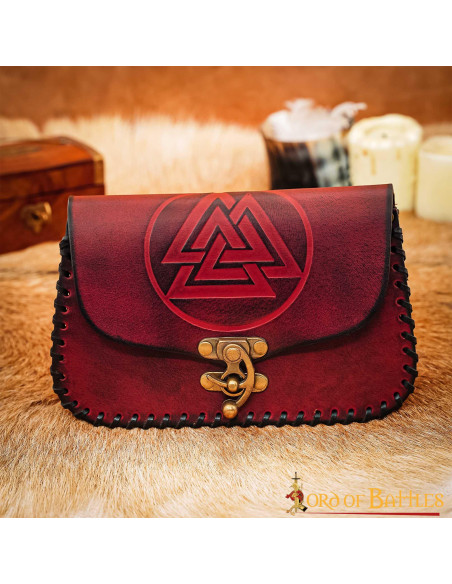 Viking leather waist bag Valknut model