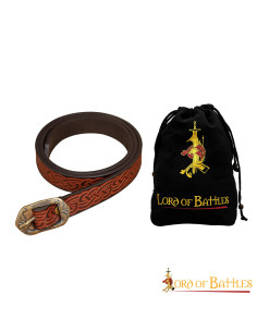 Medieval leather belt with embossed Celtic knots
